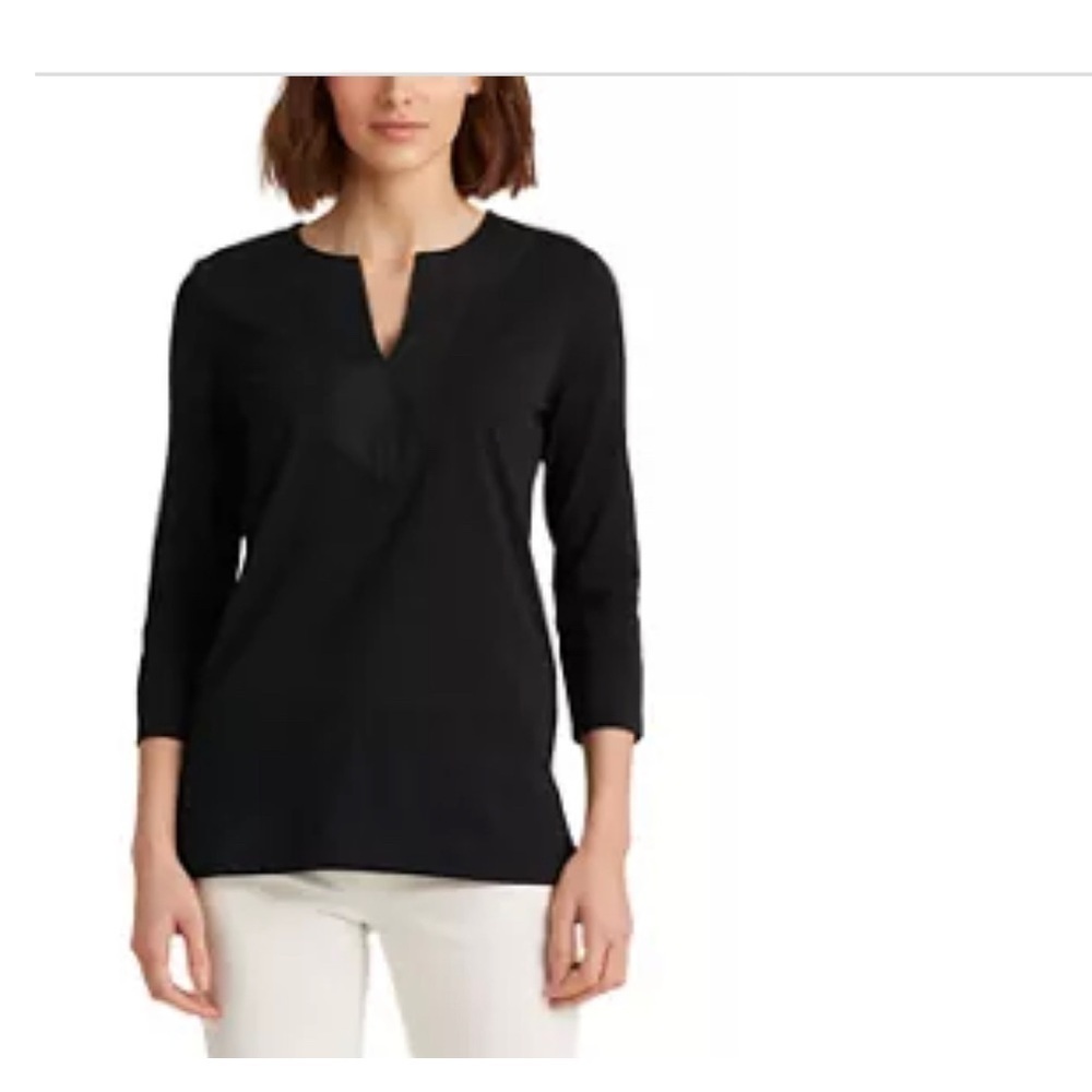 Lauren Ralph Lauren Black Krystal Elbow Sleeve Cotton Tunic Jersey Top Sz 1X